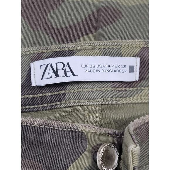 ZARA Women's Camouflage Jeans Size 4 Distressed Raw Hem Ankle - Picture 16 of 16